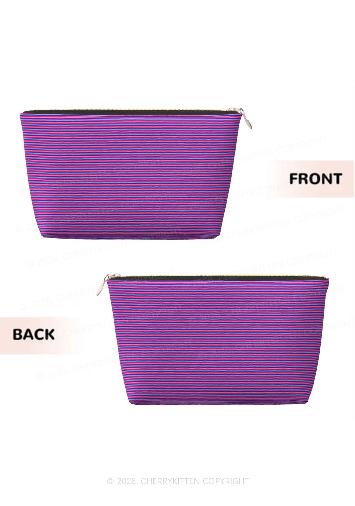 Bisexual Stripes Pride Y2K Makeup Bag Cherrykitten