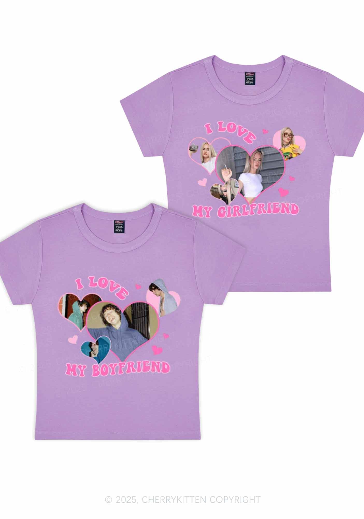 Custom GF BF Photo Y2K Valentine's Day Baby Tee Cherrykitten
