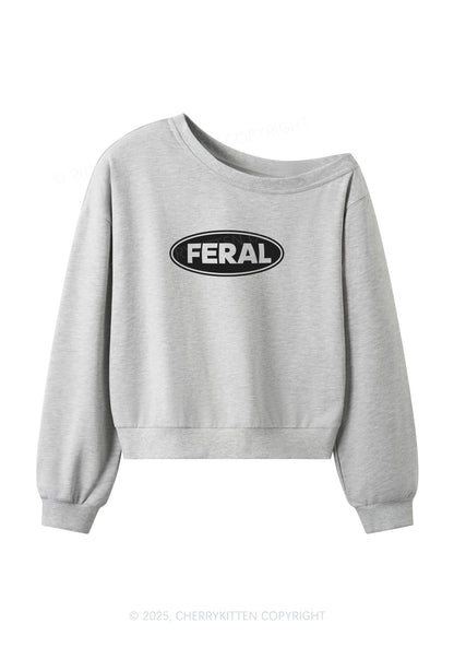 Feral Y2K Off Shoulder Sweatshirts Cherrykitten