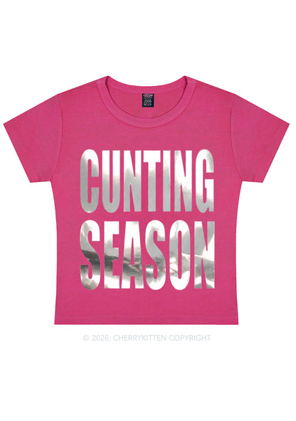 Cxxting Season Silver Foil Printed Y2K Baby Tee Cherrykitten