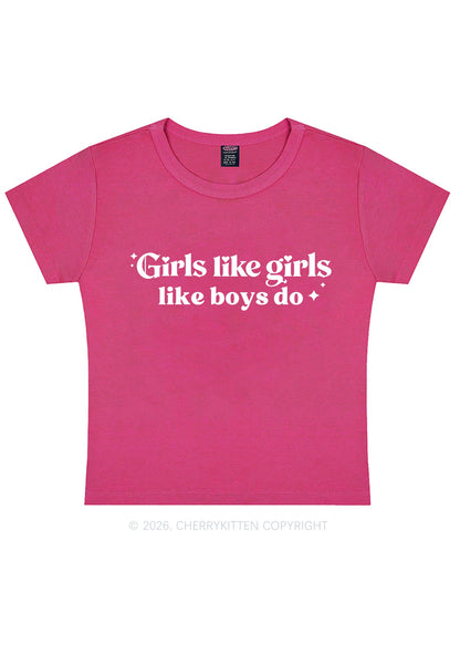 Girls Like Girls Like Boys Do Pride Y2K Baby Tee Cherrykitten