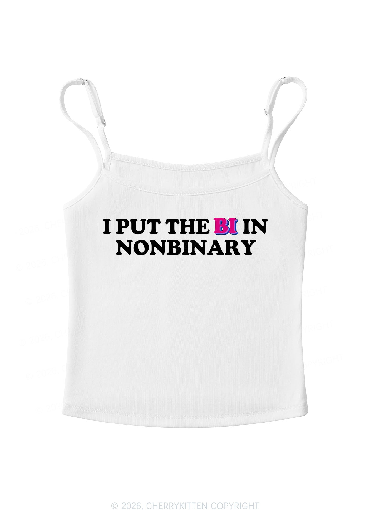 I Put The Bi In Nonbinary Pride Y2K Spaghetti Strap Cami Cherrykitten