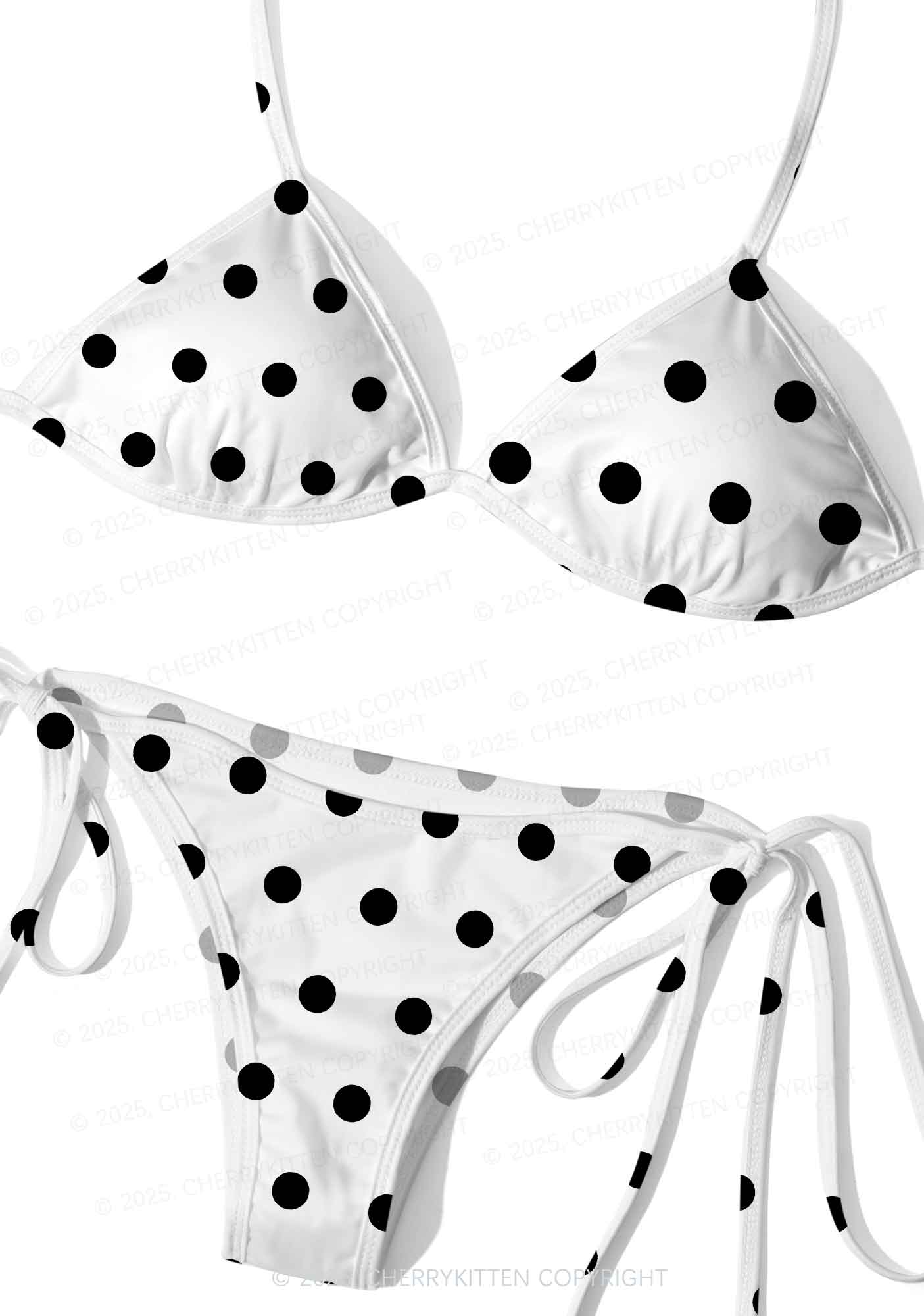 Black And White Big Dots Y2K Print Bikini Set Cherrykitten
