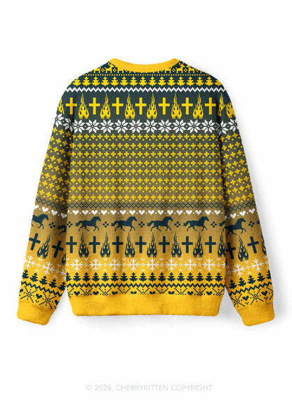 Yellow K Pony Y2K Christmas Knit Sweatshirt Cherrykitten