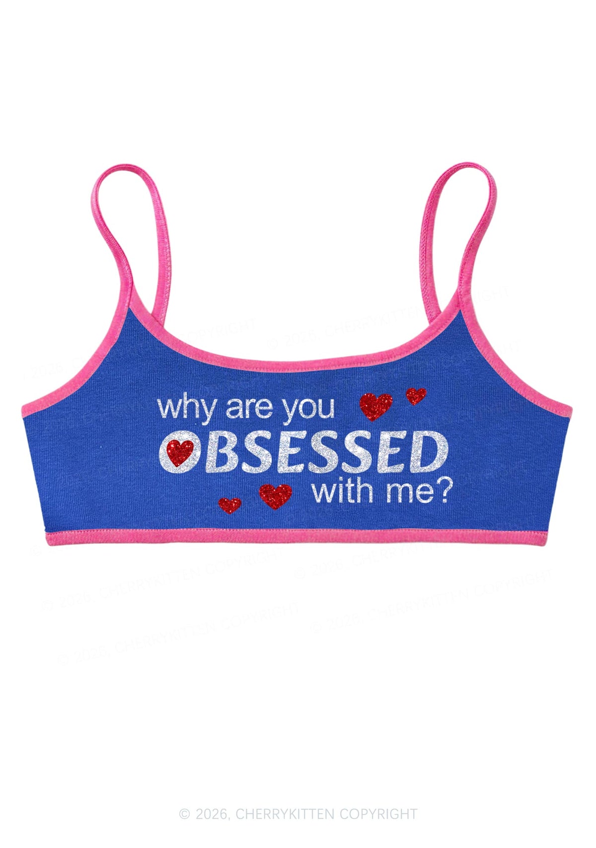 Glitter Obsessed With Me Y2K Super Crop Cami Cherrykitten