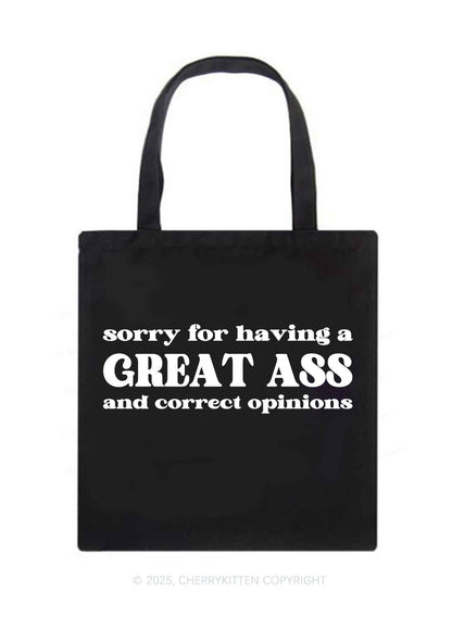 Sorry For Having Great Axx Y2K Canvas Tote Bag Cherrykitten