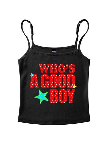 Whos A Good Boy Polka Dots Y2K Spaghetti Strap Cami Cherrykitten