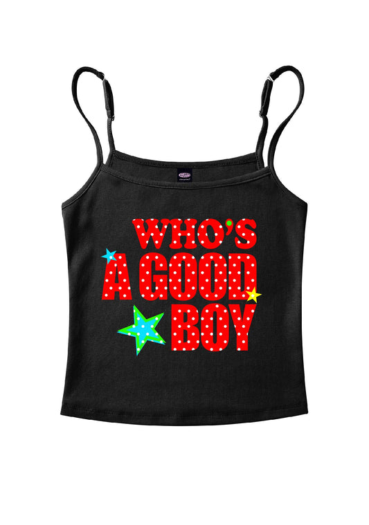 Whos A Good Boy Polka Dots Y2K Spaghetti Strap Cami Cherrykitten