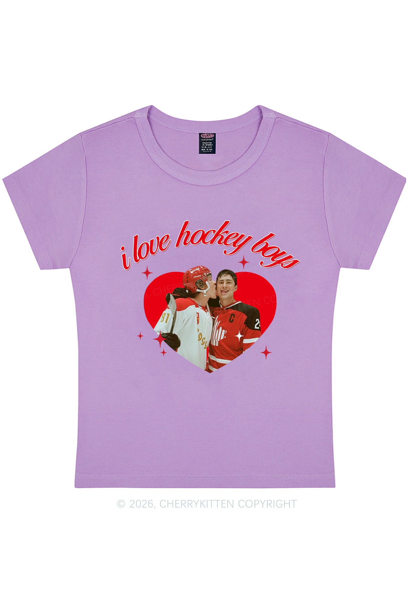 I Love Hockey Boys HR Y2K Baby Tee Cherrykitten