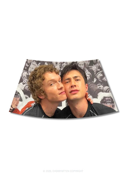 Cheek Kiss HR Y2K Print Mini Skirt Cherrykitten