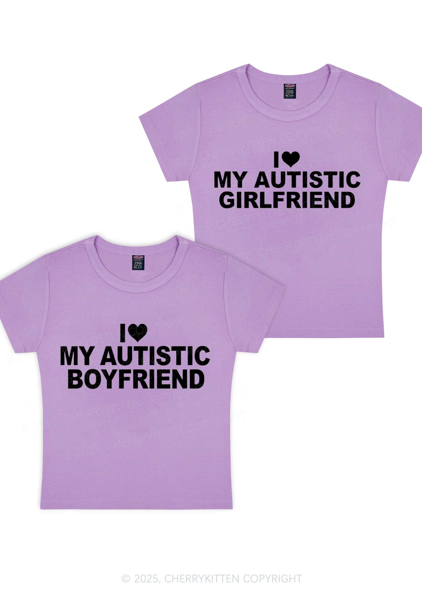 I Love My Autistic GF BF Y2K Valentine's Day Baby Tee Cherrykitten