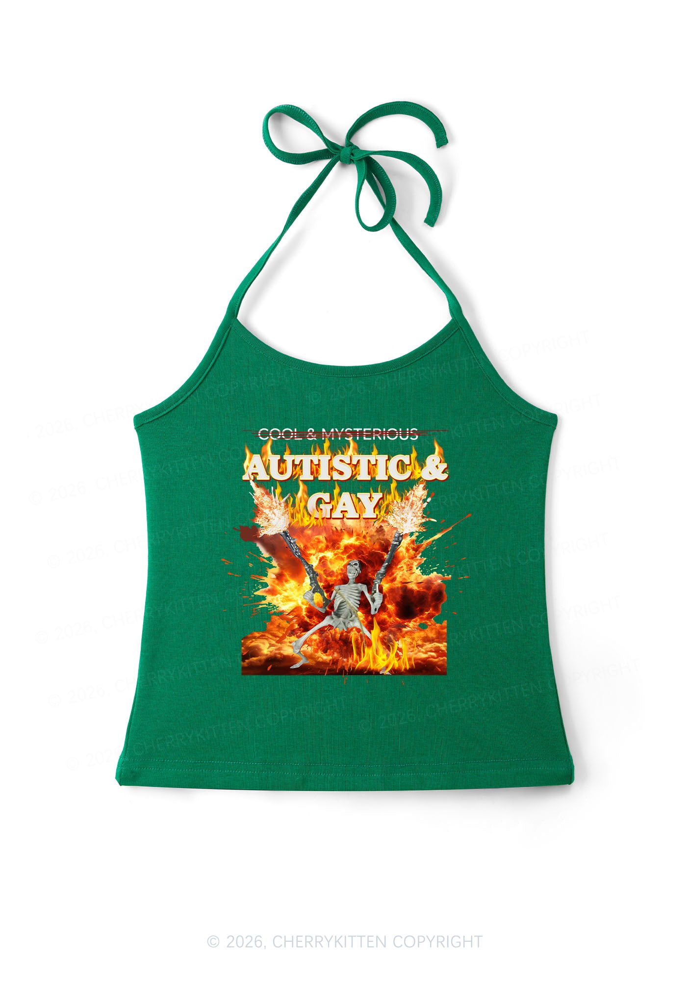 Autistic Gay Skeleton Pride Y2K Halter Neck Cami Cherrykitten