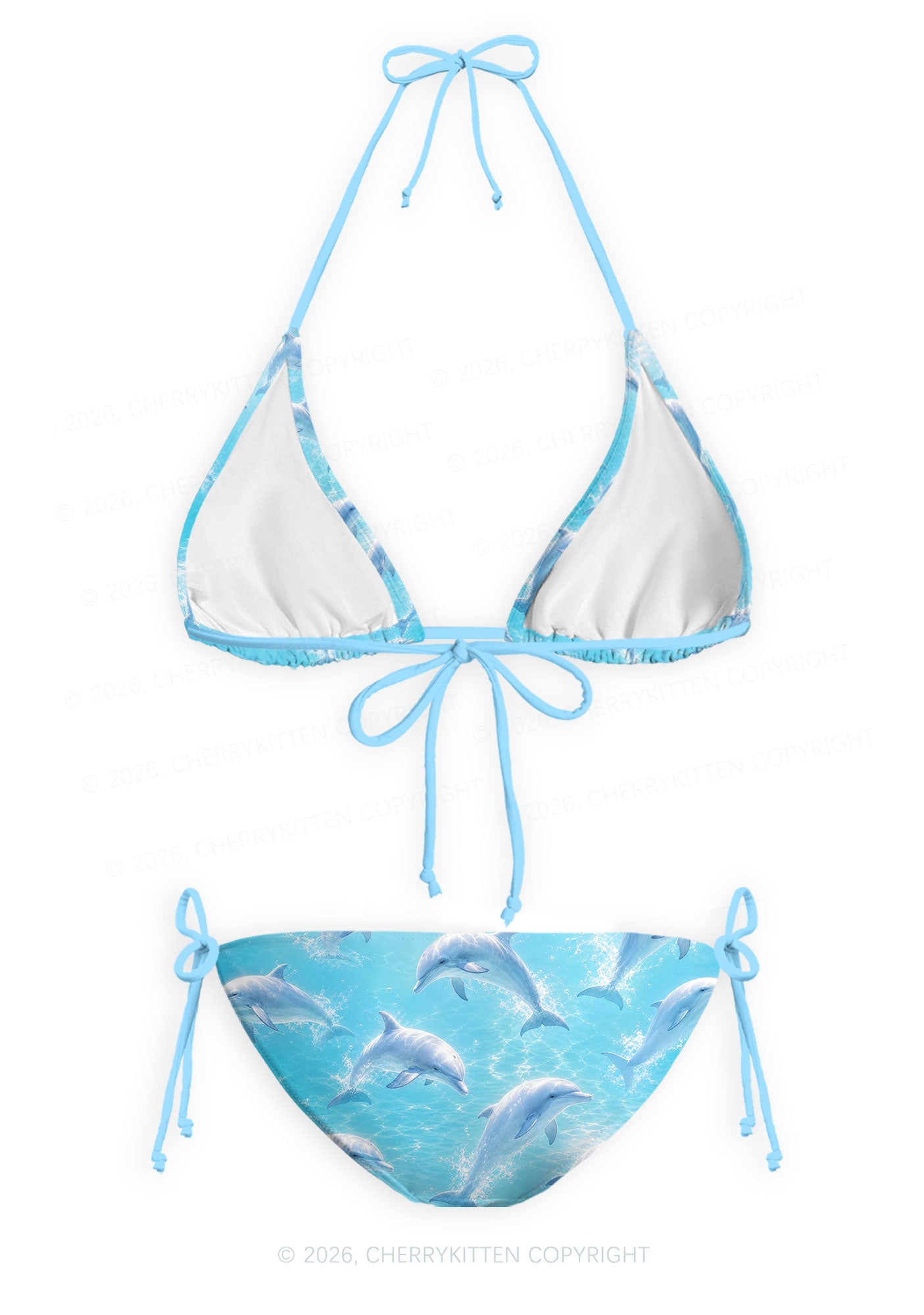 Blue Dolphin Y2K Print Bikini Set Cherrykitten
