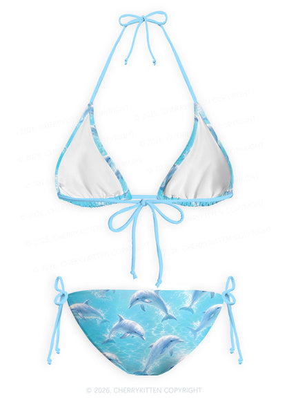 Blue Dolphin Y2K Print Bikini Set Cherrykitten