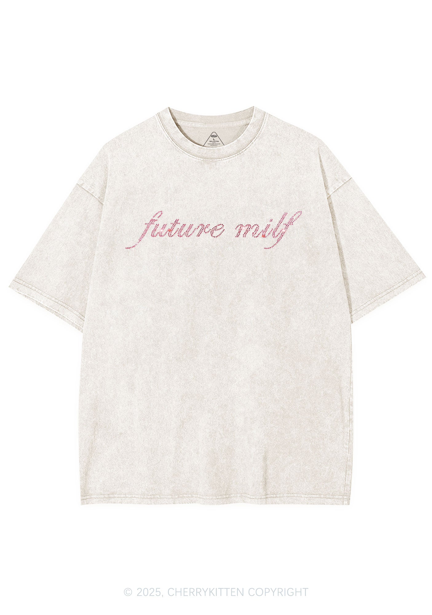 Rhinestone Pink Future Mxxf Y2K Shirts Washed Tee Cherrykitten