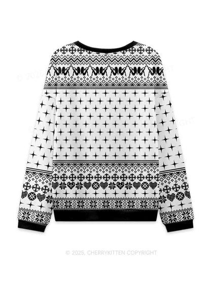White Cxxt Y2K Christmas Knit Sweatshirt Cherrykitten