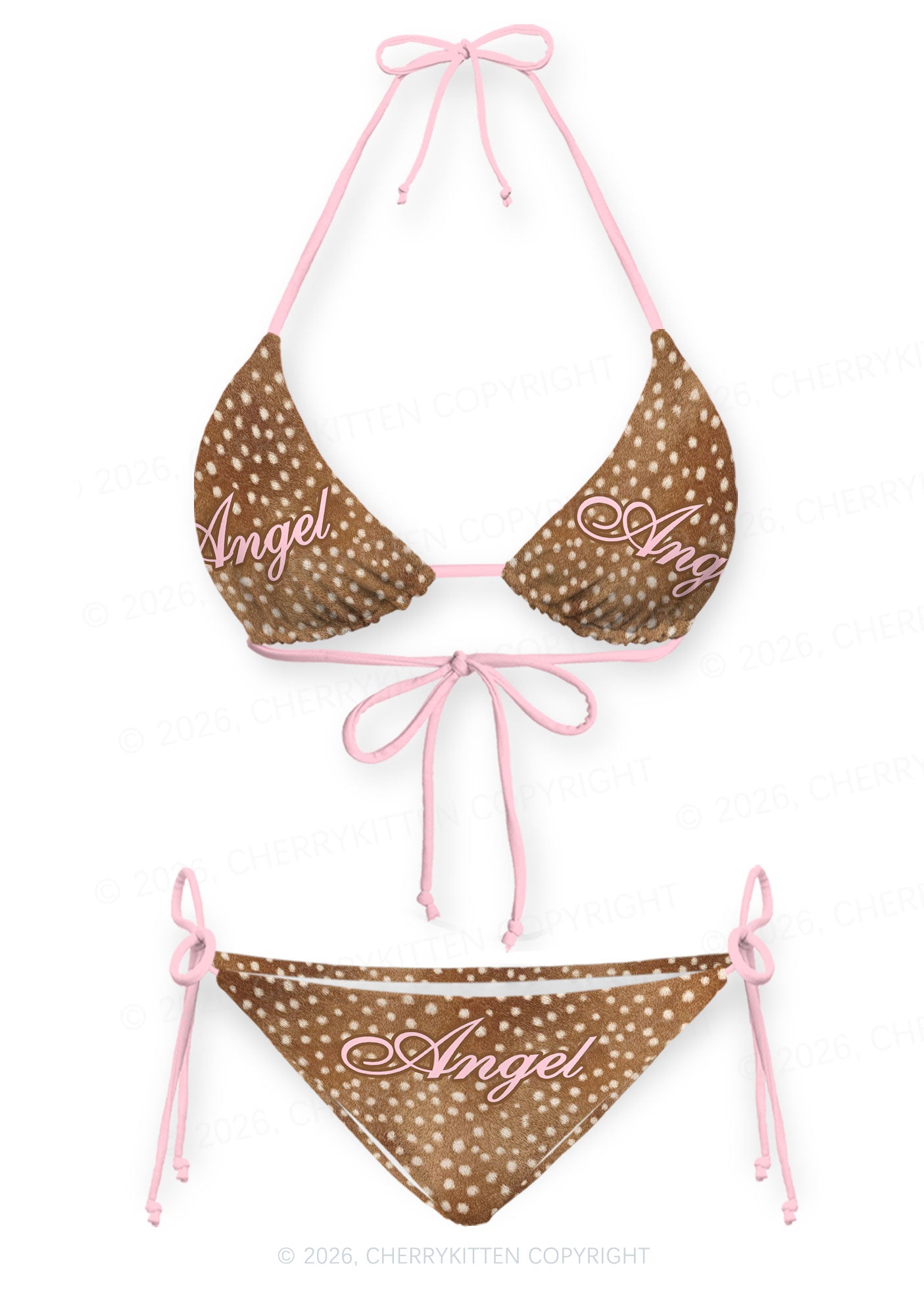 Angel Deer Spots Y2K Print Bikini Set Cherrykitten
