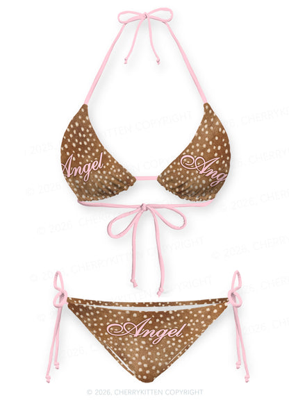 Angel Deer Spots Y2K Print Bikini Set Cherrykitten