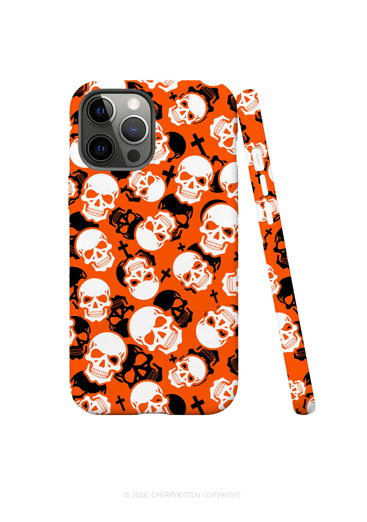 Halloween Orange Skull Cross Y2K Phone Case Cherrykitten