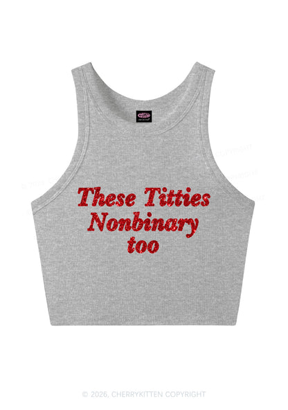 Glitter Txtties Nonbinary Too Pride Y2K Crop Tank Top Cherrykitten