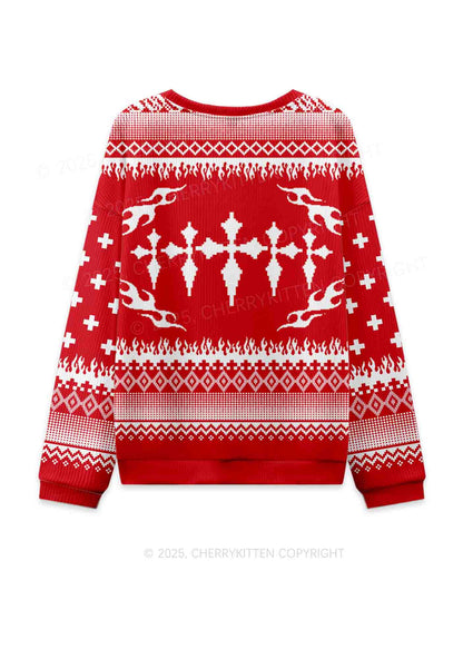 Punk Cxxt Y2K Knit Sweatshirt Cherrykitten