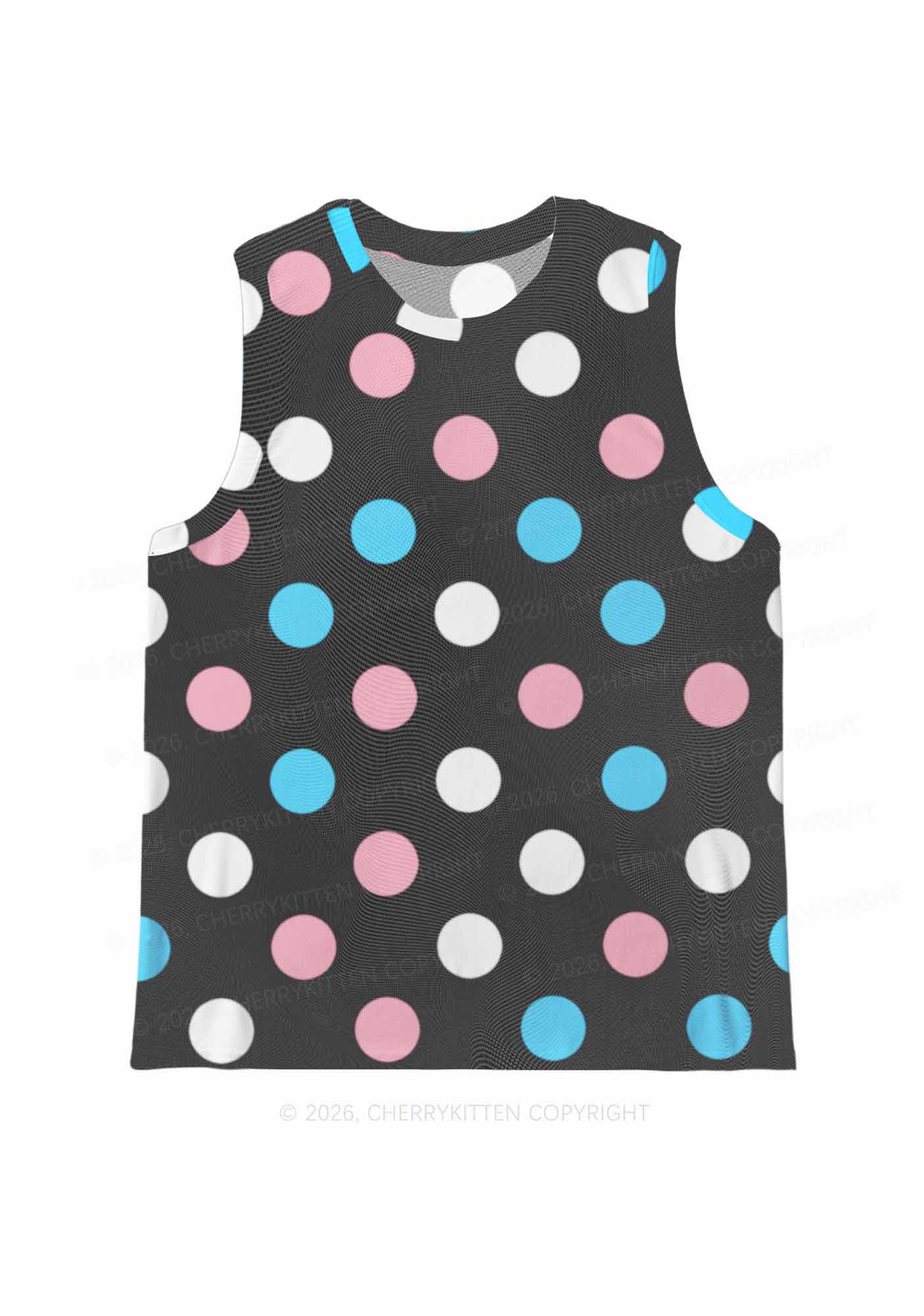 Trans Dots On Black Pride Y2K Mesh Muscle Tank Cherrykitten