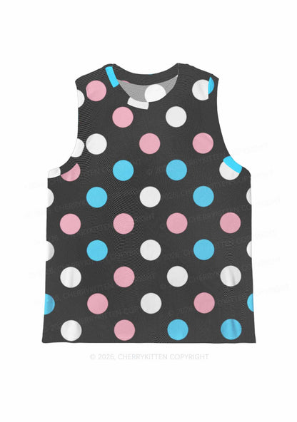 Trans Dots On Black Pride Y2K Mesh Muscle Tank Cherrykitten