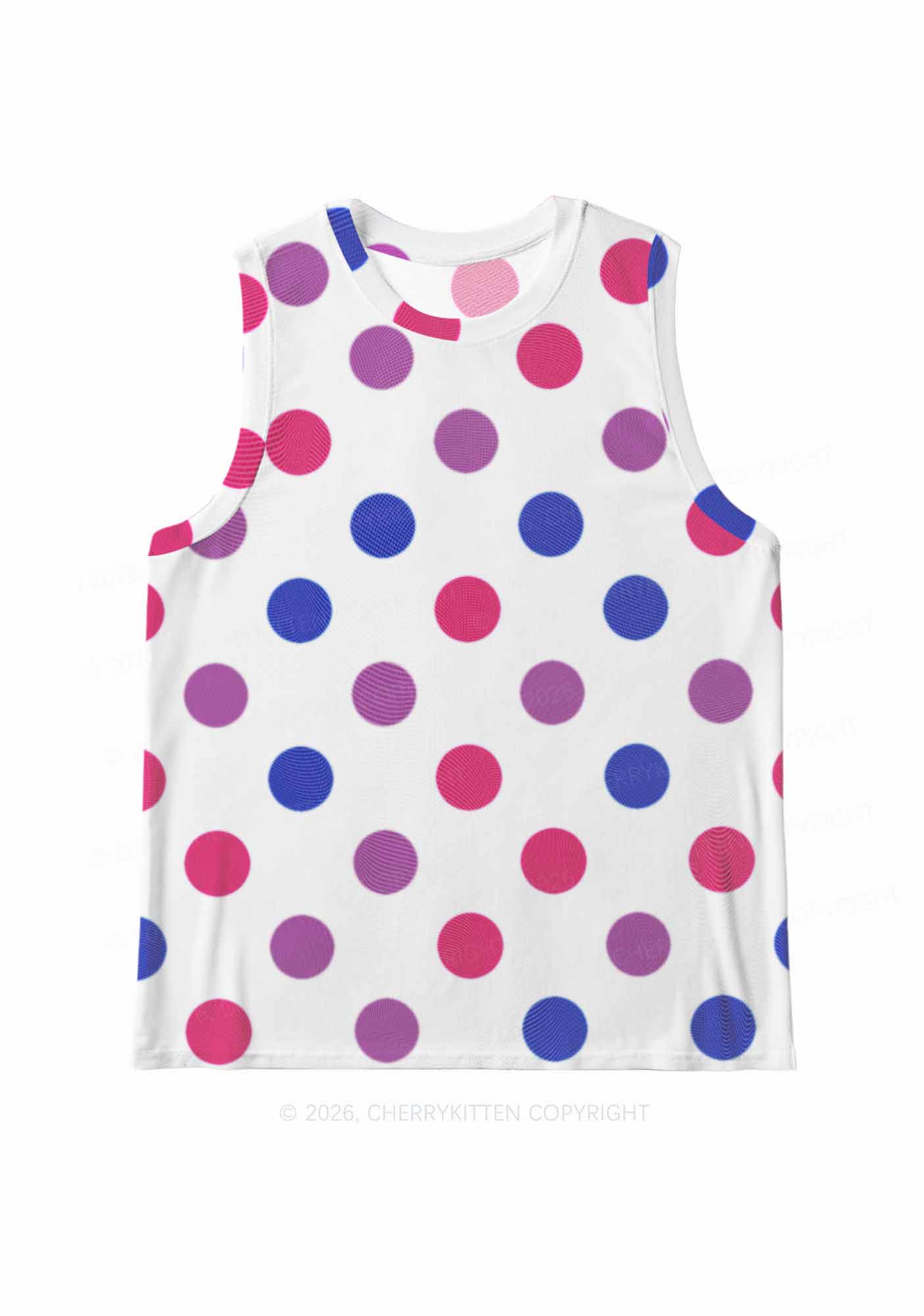 Bisexual Dots On White Pride Y2K Mesh Muscle Tank Cherrykitten