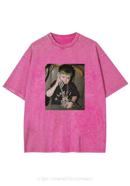 He Is Pretending To Call Y2K Washed Tee Cherrykitten