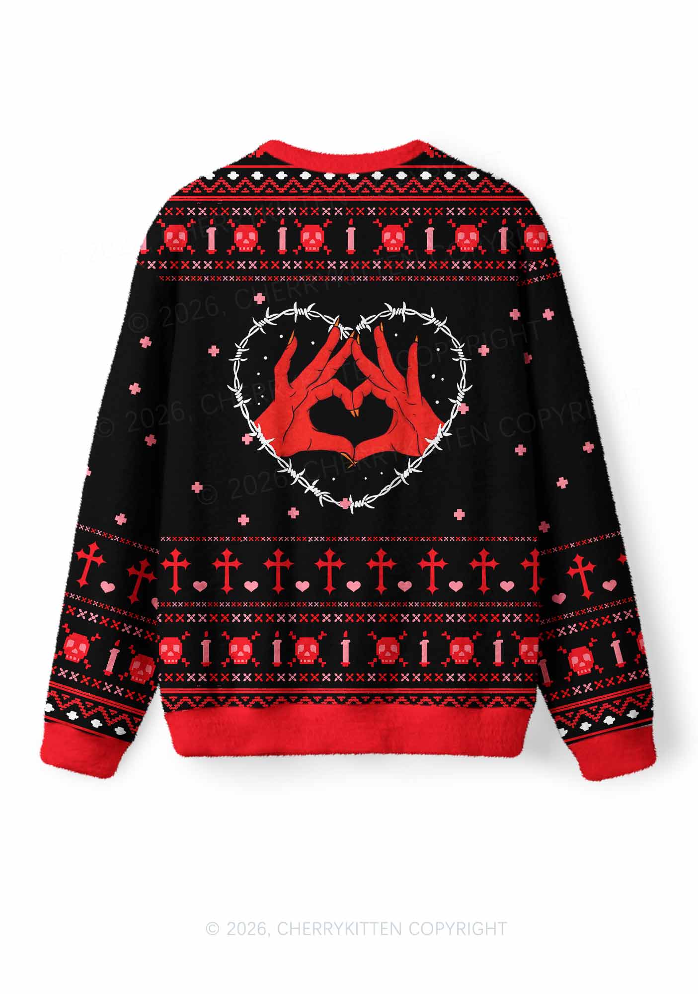 Halloween I Love S Demons Y2K Christmas Knit Sweatshirt Cherrykitten