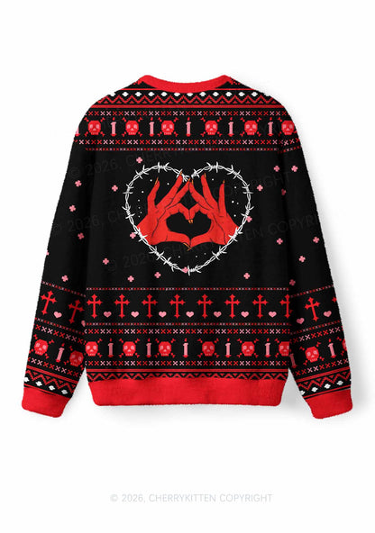 Halloween I Love S Demons Y2K Christmas Knit Sweatshirt Cherrykitten