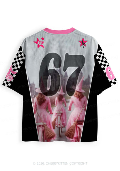 Halloween Girls Will Be Girls Pink Witches Y2K Sport Jersey Shirts Cherrykitten
