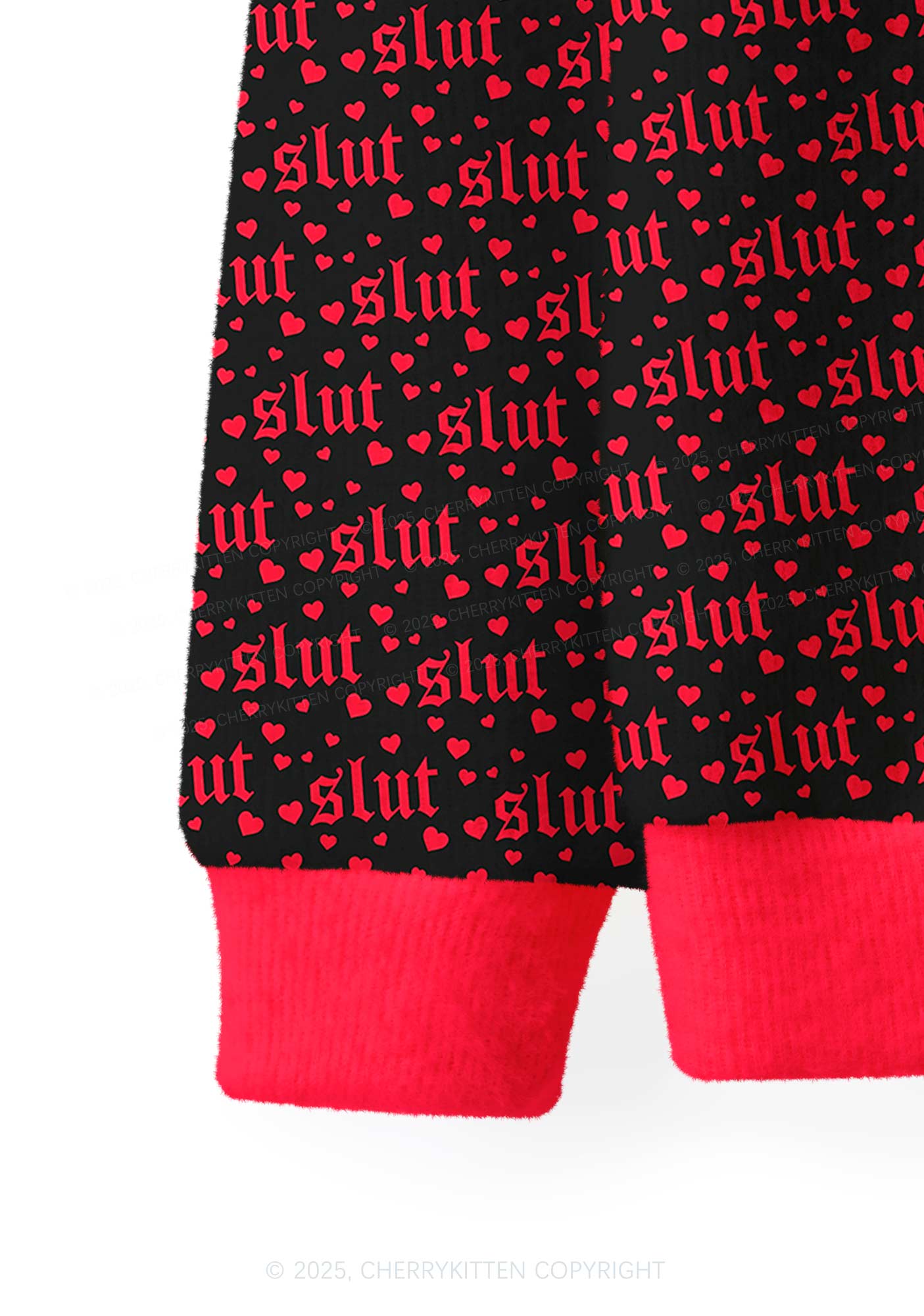 Black Slxt Y2K Christmas Cardigan Knit Sweatshirt Cherrykitten