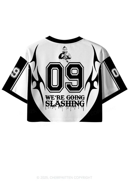 Halloween Custom We Are Going Slashing Y2K Crop Sport Jersey Shirts Cherrykitten