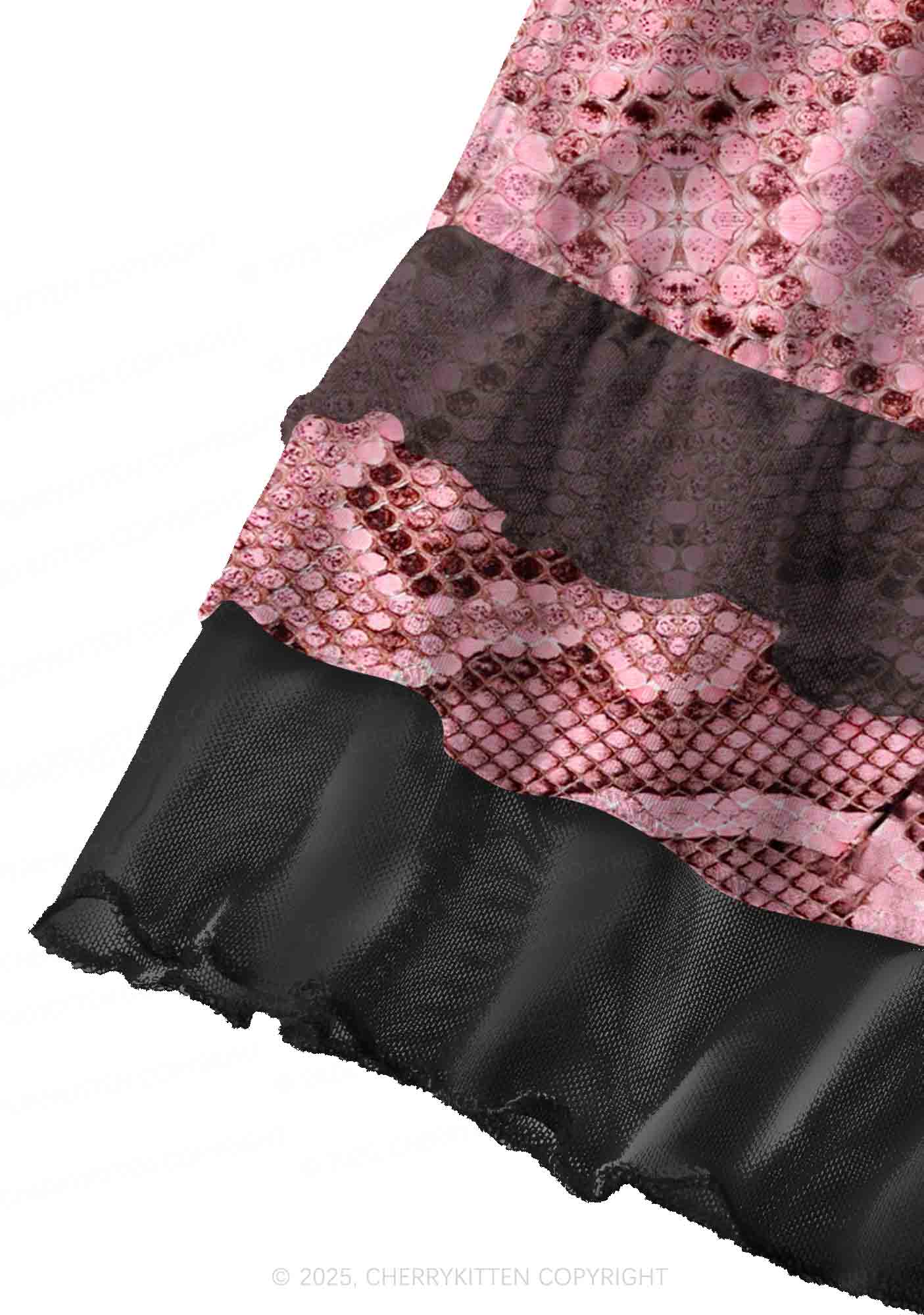 Pink Snake Texture Y2K Print Mini Layered Skirt Cherrykitten