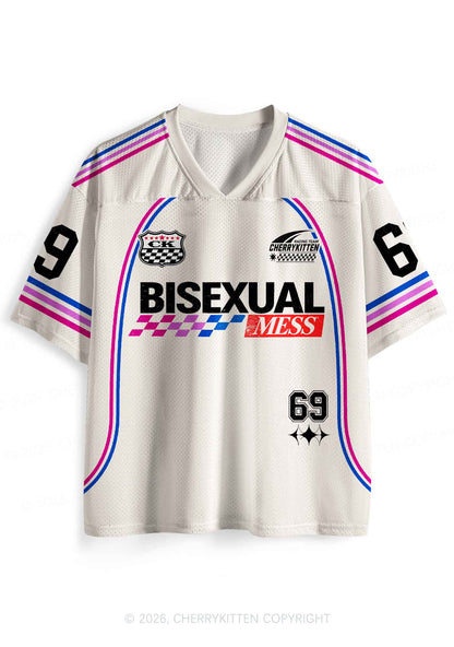 Creamy White Bisexual Mess Pride Y2K Sport Jersey Shirts Cherrykitten