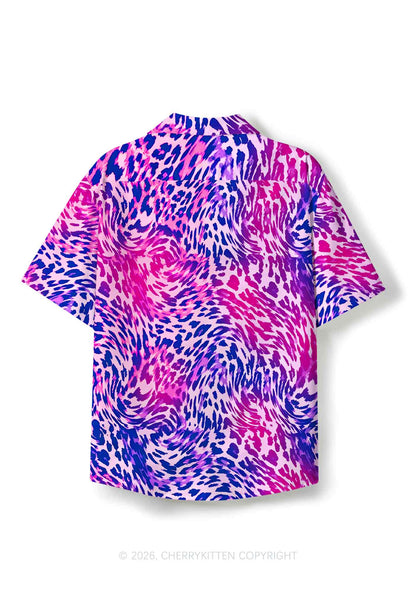 Bisexual Leopard Pride Y2K Print Hawaiian Shirt Cherrykitten