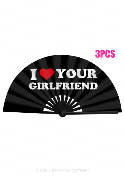 I Love Your GF Valentine's Day Y2K Rave Hand Fan Cherrykitten