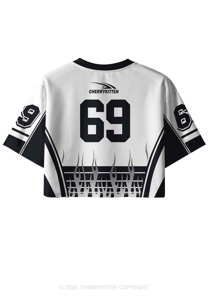 White I Have Been Funny Y2K Crop Sport Jersey Shirts Cherrykitten