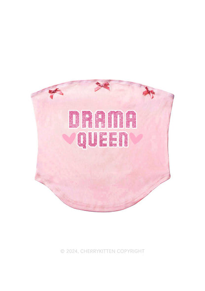 Drama Queen Y2K Pink Bow Tie Tube Top Cherrykitten