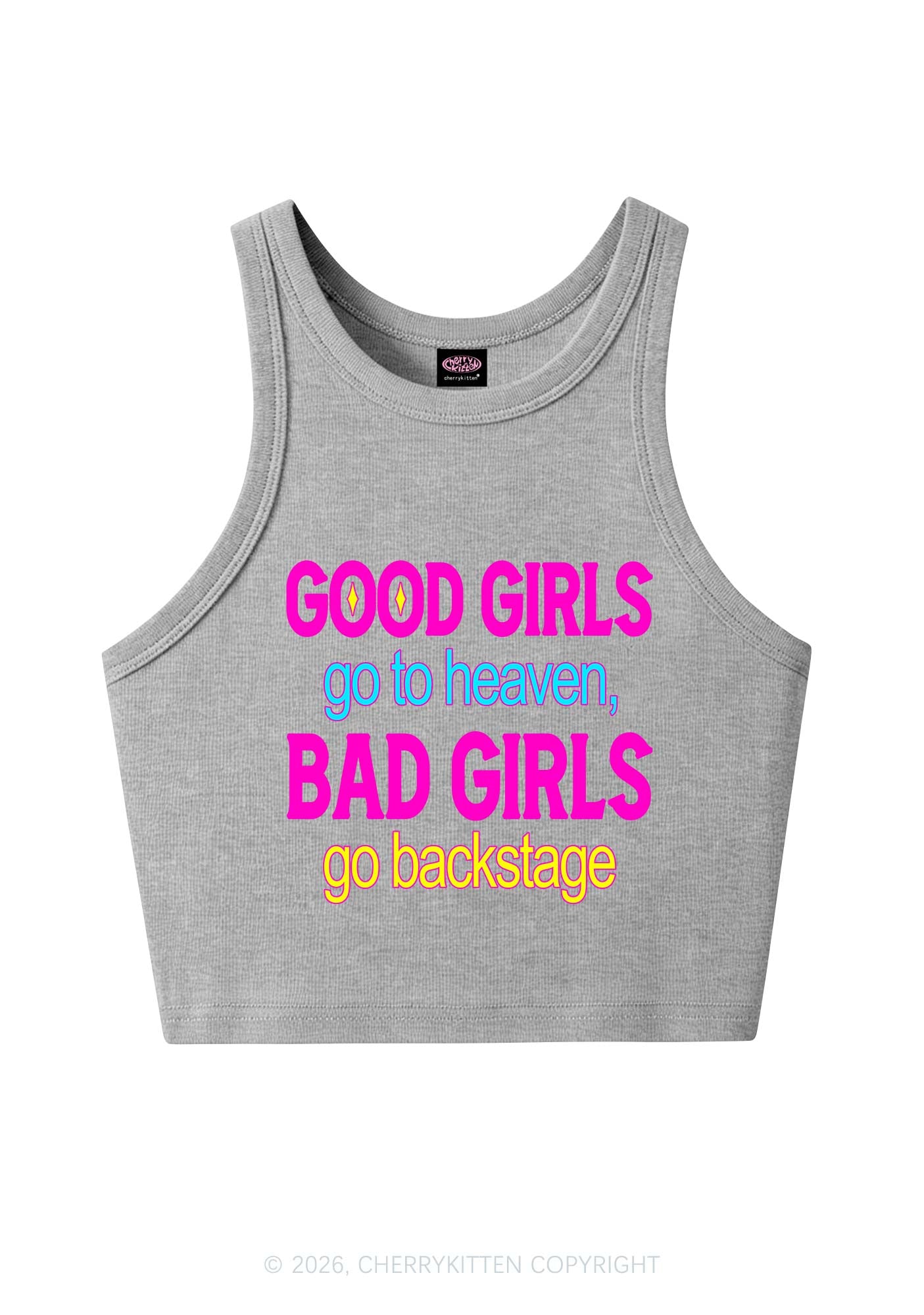 Bad Girls Go Backstage Y2K Crop Tank Top Cherrykitten