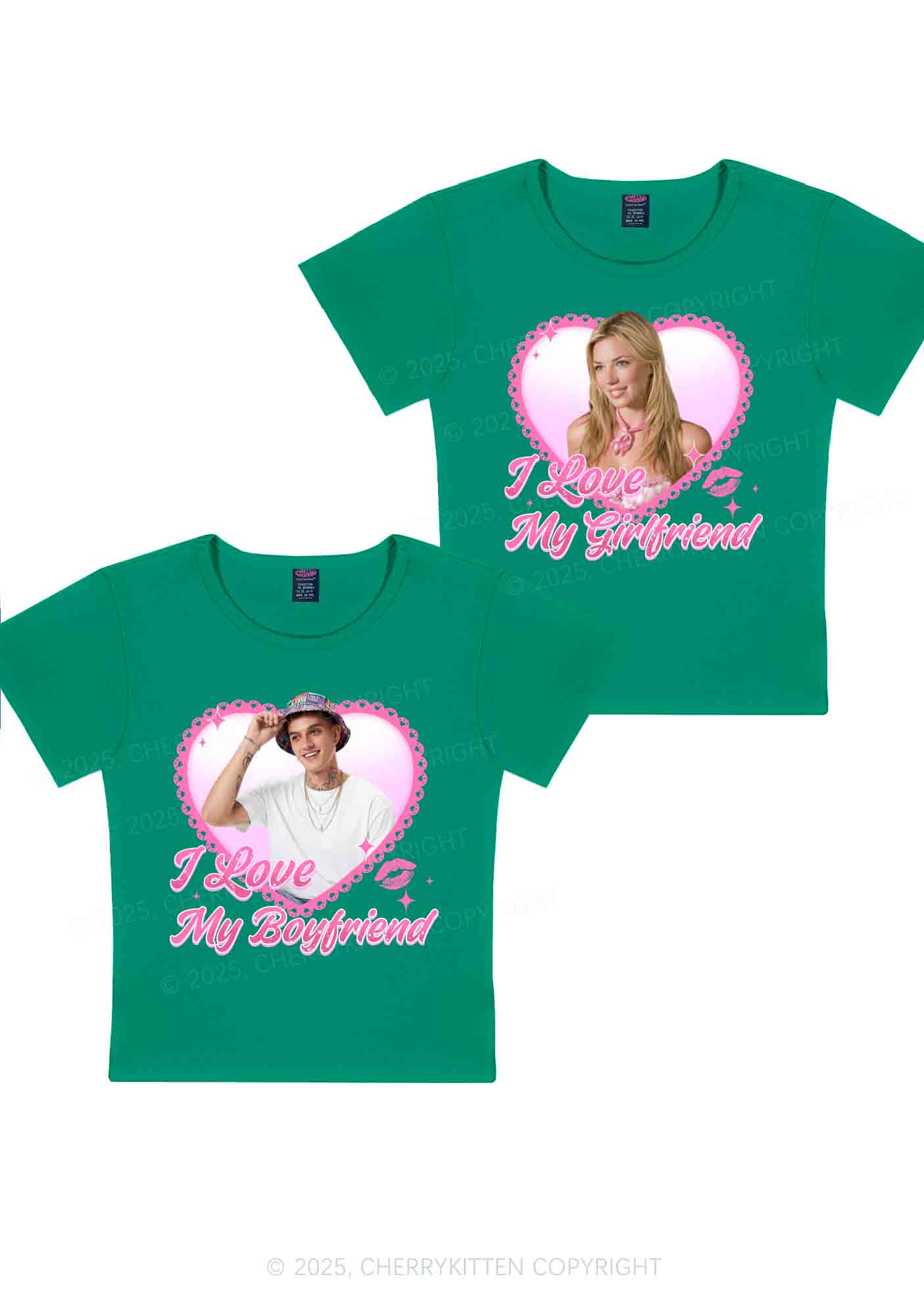 Custom Love My GF BF Photo Y2K Valentine's Day Baby Tee Cherrykitten