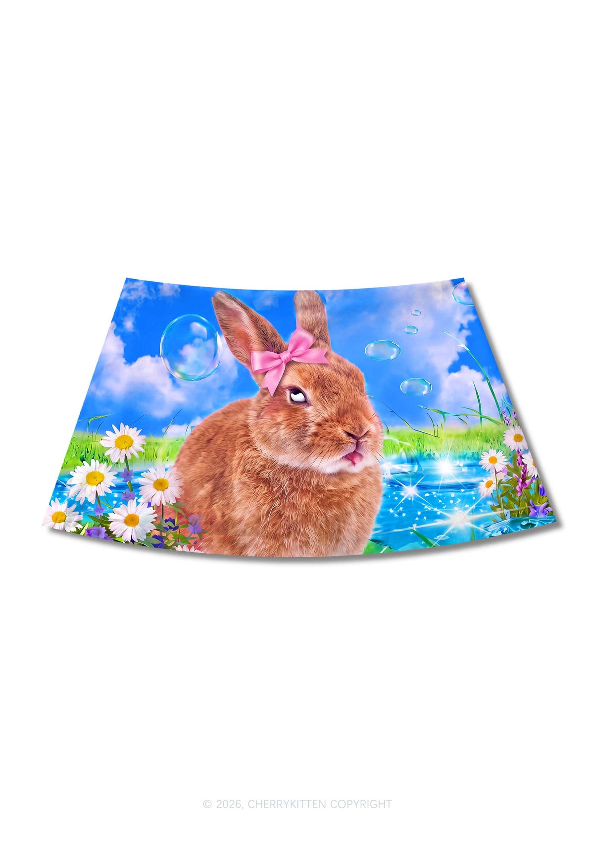 Rolling Eyes Bunny Y2K Print Mini Skirt Cherrykitten