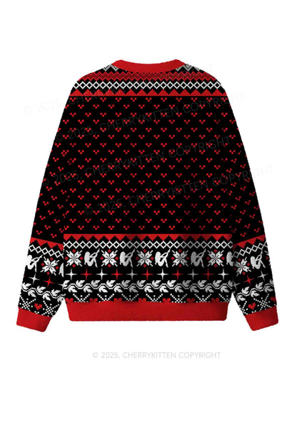 Red Cxxt Star Y2K Christmas Knit Sweatshirt Cherrykitten