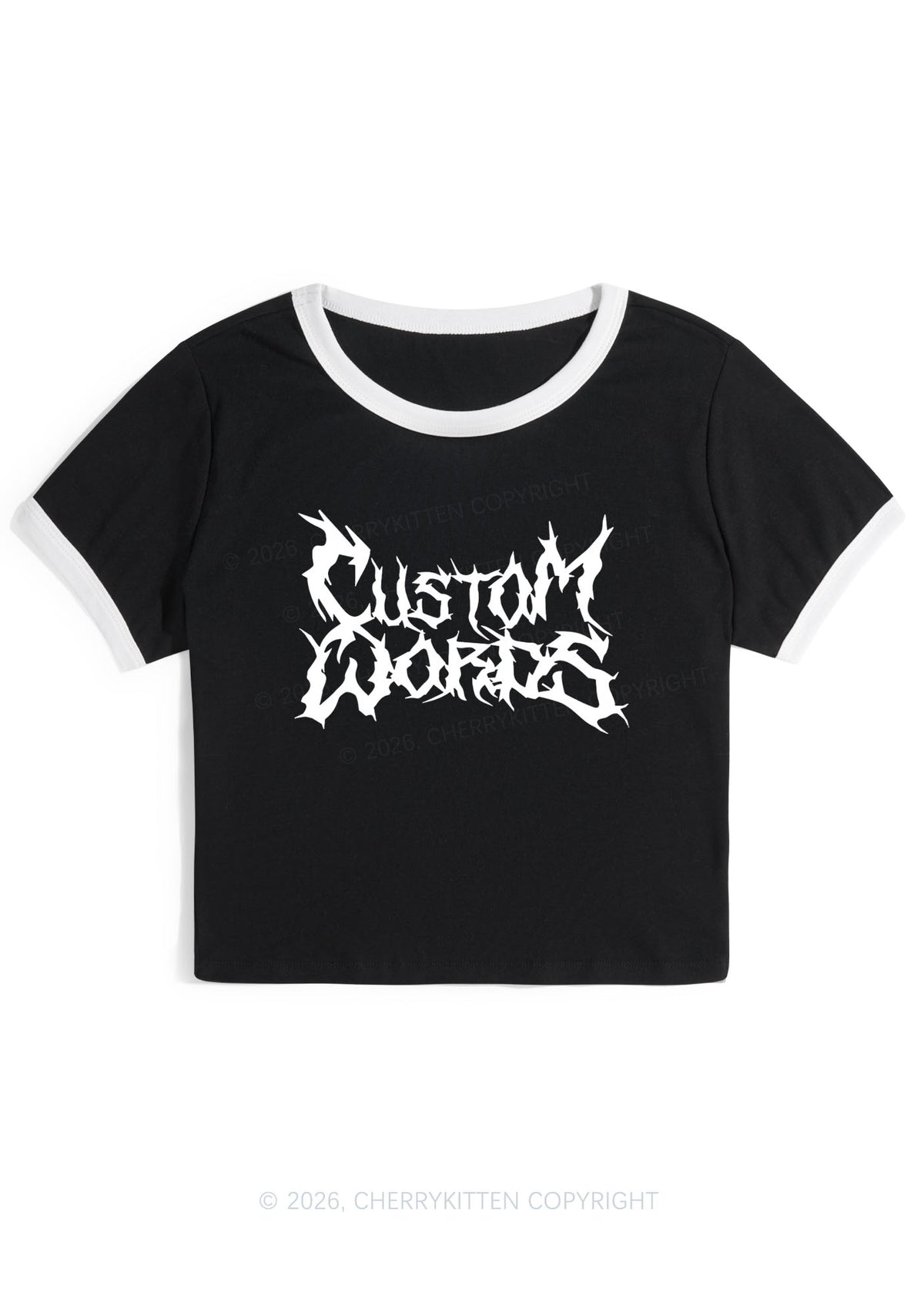 Custom Text Punk Font Y2K Ringer Tee Cherrykitten