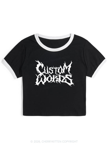 Custom Text Punk Font Y2K Ringer Tee Cherrykitten