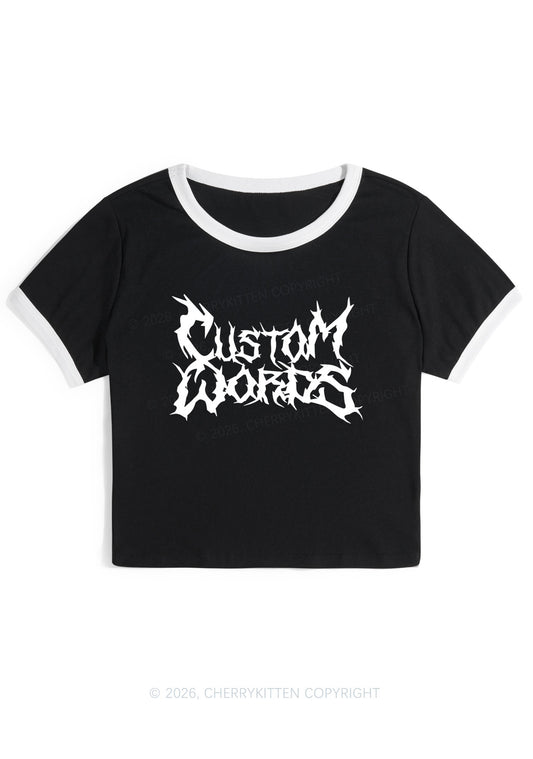 Custom Text Punk Font Y2K Ringer Tee Cherrykitten