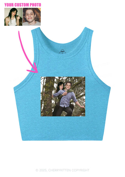 Custom Couple Face Y2K Crop Tank Top Cherrykitten