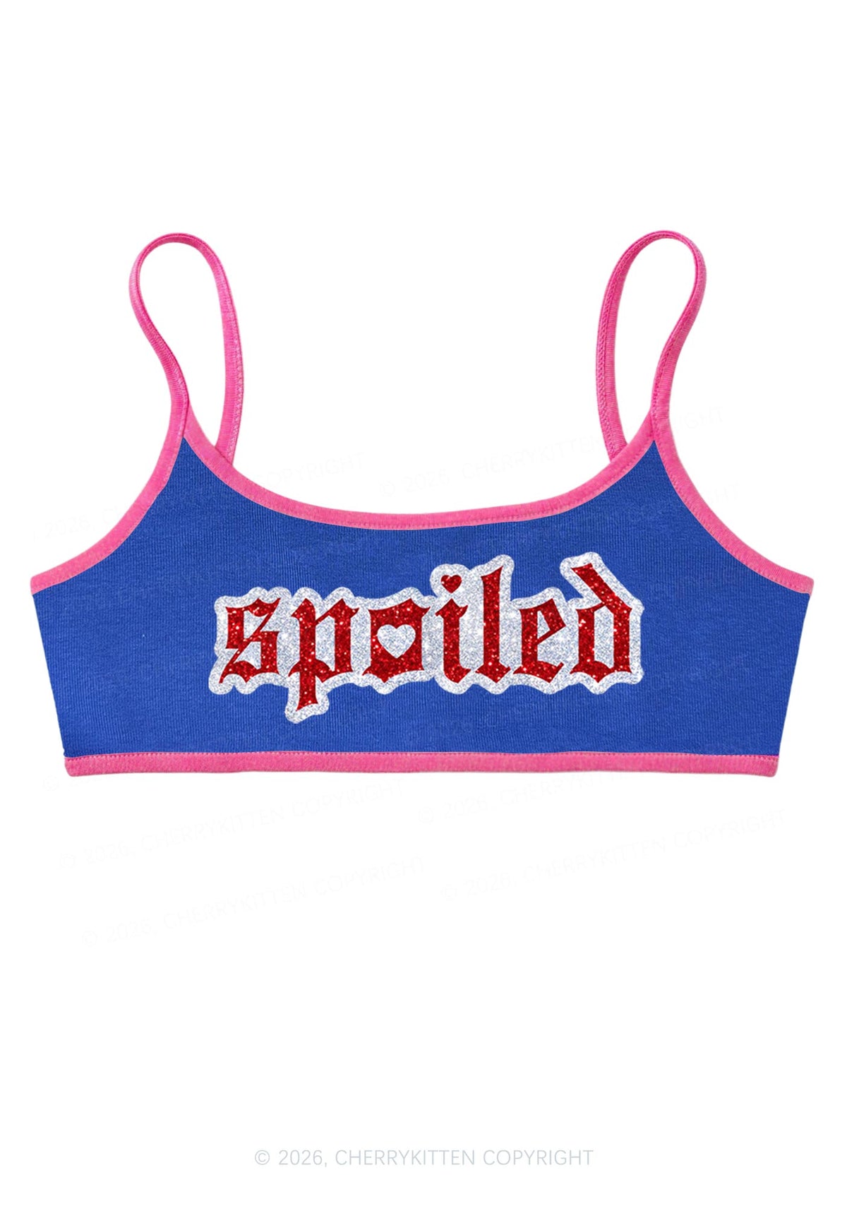 Glitter Stroke Spoiled Y2K Super Crop Cami Cherrykitten