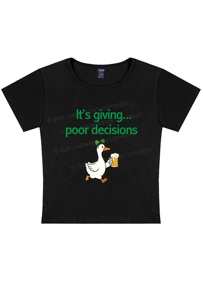 Its Giving Poor Decisions St Patricks Y2K Baby Tee Cherrykitten